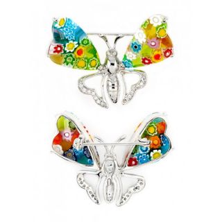 Plutus Partners Millefiori Glass Butterfly Brooch Pin