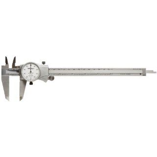 Mitutoyo 505 676 Dial Calipers, Inch, White Face, for Inside, Outside, Depth and Step Measurements, Stainless Steel, 0" 8" Range, +/ 0.002" Accuracy, 0.001" Resolution, 50mm Jaw Depth