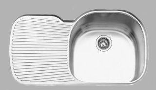 Oliveri 882 U Stainless Steel Sink, Single Basin with Drainboard Left, Down Undermount, Satin Finish   Single Bowl Sinks  