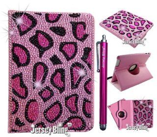 Jersey Bling Kindle Fire HD 7" CHEETAH Crystal and Rhinestone Leather Rotating Case with Built In Stand, FREE Stylus Included Electronics