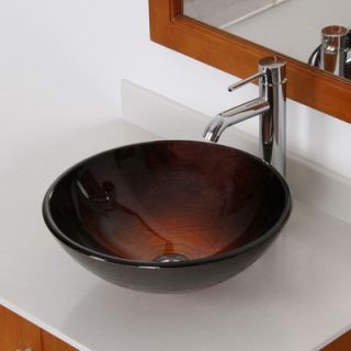 Elite Home Products Neutral Handcrafted Glass Bowl Vessel Bathroom