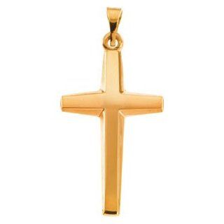 Clevereve's 14K Yellow Gold 23.00X14.00 mm Cross Pendant Pendant Necklaces Jewelry