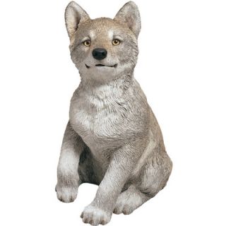 Sandicast Life Size Wolf Pup Sculpture in Gray