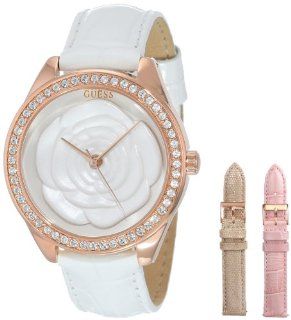GUESS Women's U0215L1 Rose In The Round Interchangeable Leather Straps Rose Gold Tone Watch at  Women's Watch store.