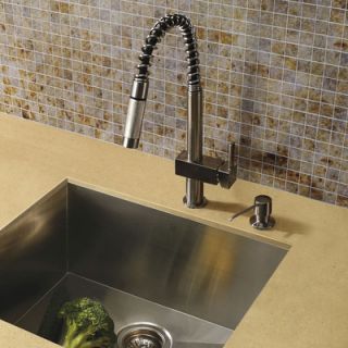 Vigo One Handle Single Hole Pull Out Spray Kitchen Faucet with Soap