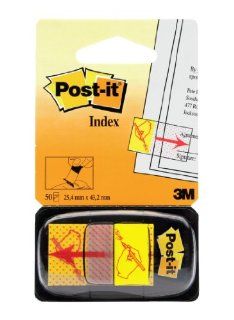 Post it Message Flags, "Sign Here", Red, 1 Inch Wide, 50 per Dispenser, 1 Dispenser per Pack (680 31 (36))  Tape Flags 