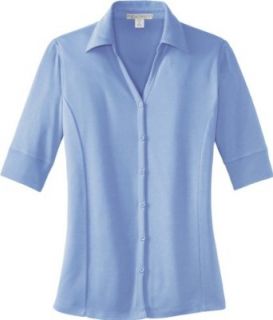 Port Authority Ladies Silk Touch Interlock Button Front Polo Shirt L523