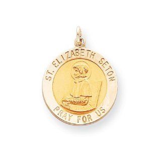 14k Gold Saint Elizabeth Seton Medal Pendant Jewelry