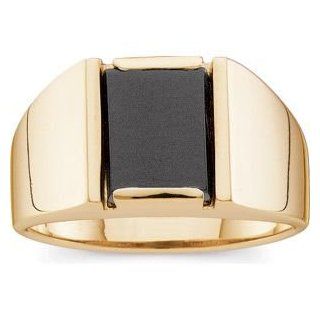 Jewelplus Genuine Onyx Ring 14K Yellow 10.00X08.00 Mm Wedding Bands Jewelry