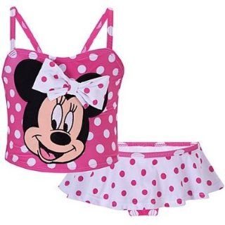  Minnie Mouse Pink and White Polka Dot Swimsuit 2 Piece Tankini/Bikini Bathing Swim Suit Size 5T for Toddler Girls 