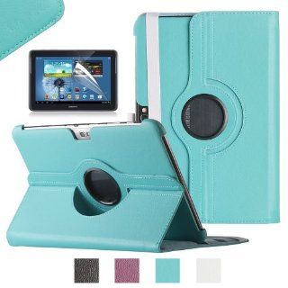 Pandamimi ULAK(TM) (Light Blue) Luxury 360 Degrees Rotating Stand Case Cover for Samsung Galaxy Note 10.1 inch Tablet N8000 N8010 N8013 with Screen Protector Cell Phones & Accessories
