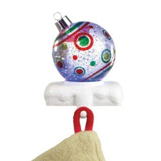 7" LED Lighted Festive Dot Christmas Ball Ornament Glitterdome Stocking Hanger   Christmas Stocking Holders