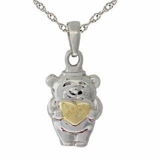 I Miss You' Teddy Bear Charm Animal Pendant Necklace Set .925 Sterling Silver Jewelry