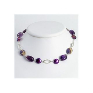 Jewelryweb Amethyst Charoite Purple Cultured Pearl Necklace   19 Inch