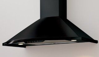 Zephyr ZSA M90BB 685 CFM 36 Inch Wide Stainless Steel Wall Mounted Range Hood with Halogen Lighti, Black Appliances