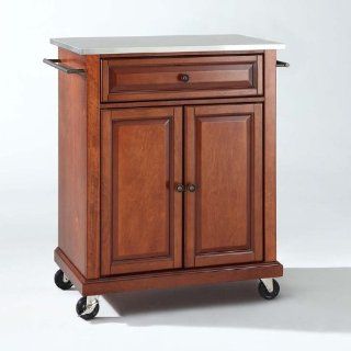 Crosley Furniture Stainless Steel Top Portable Kitchen Cart/Island in Classic Cherry Finish Home & Kitchen