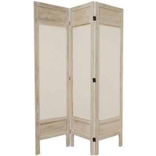 Solid Frame Fabric Room Divider in Burnt White