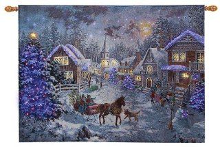 Merry Christmas Fiber Optic Lighted Wall Hanging   Tapestries