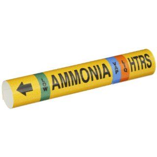 Brady 57970 Ammonia (Iiar) Pipe Markers, B 689, Black, White, Sky Blue, Green On Yellow Pvf Over Laminated Polyester, Legend "Ammonia" Industrial Pipe Markers