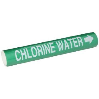 Brady 5813 Ii High Performance   Wrap Around Pipe Marker, B 689, White On Green Pvf Over Laminated Polyester, Legend "Chlorine Water" Industrial Pipe Markers