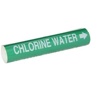 Brady 5813 I High Performance   Wrap Around Pipe Marker, B 689, White On Green Pvf Over Laminated Polyester, Legend "Chlorine Water" Industrial Pipe Markers