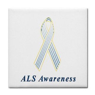 ALS Awareness Ribbon Tile Trivet Kitchen & Dining