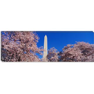 iCanvasArt Panoramic Washington Monument Behind Cherry Blossom Trees