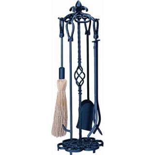 Uniflame 4 Piece Wrought Iron Horseshoe Fireplace Tool Set With Stand