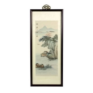 Oriental Furniture Crane in a Pine Tree Oriental Watercolor Painting