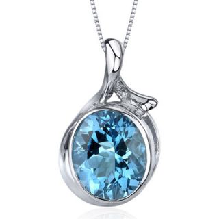 Oravo Boldly Colorful 5.25 Carats Oval Cut Swiss Blue Topaz Pendant in