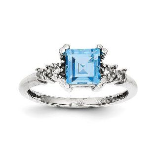 10k White Gold Diamond and Blue Topaz Ring Jewelry