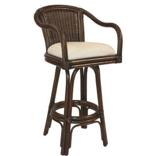 Key West Indoor Rattan 24 Swivel Counter Stool in Antique Finish