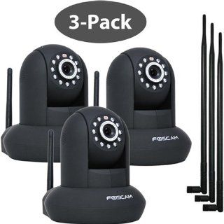 3 pack Foscam FI8910W Black Wireless/Wired Pan & Tilt IP/Network Camera with 9dbi Antennas  Spy Cameras  Camera & Photo