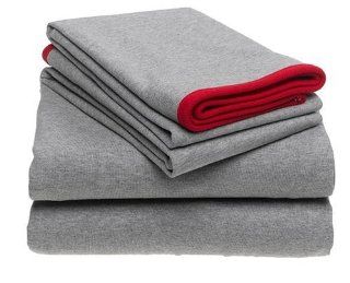 Tommy Hilfiger Jersey Crew Knit Cotton Twin/Twin Extra Long Sheet Set, Heather Grey   Pillowcase And Sheet Sets