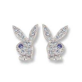 Playboy stud earrings with blue gemstones Jewelry