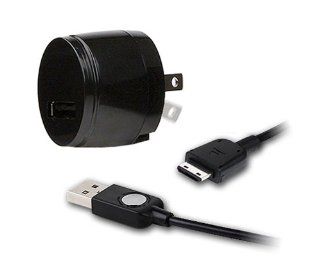 Qmadix USB 1AMP Travel Charger with Sync Cable for Samsung M300   Black Cell Phones & Accessories