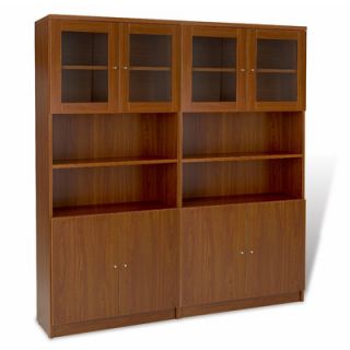 Jesper Office 100 Double 4 Shelf Bookcase with Hutch Set