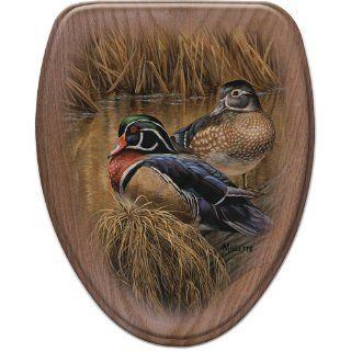 Comfort Seats C1B2E1 716 17OB Back Waters Wood Duck Elongated Toilet Seat with Oil Rubbed Bronze Alloy Hinge, Oak    