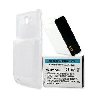SAMSUNG GALAXY NOTE SGH I717 Extended Replacement Battery with White Cover Cell Phones & Accessories