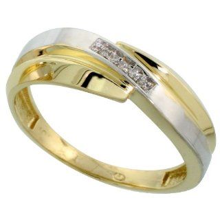 10k Yellow Gold Men's Diamond Wedding Band, 9/32 inch wide Jewelry