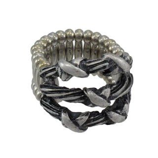 Silvertone Barbed Wire Stretch Ring Jewelry