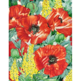EnVogue 14 x 11 Sun Flowers in Red Background Art Tile