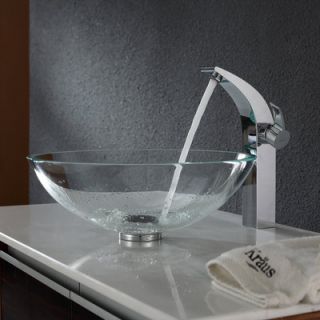 Kraus Crystal Clear Glass Vessel Sink and Illusio Faucet   C GV 100