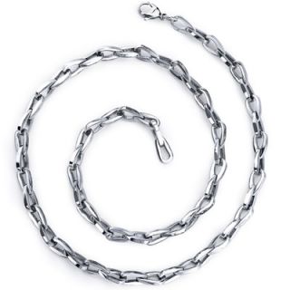 Unisex Stainless Steel Teardrop Shape Link 20 Inch Chain Necklace