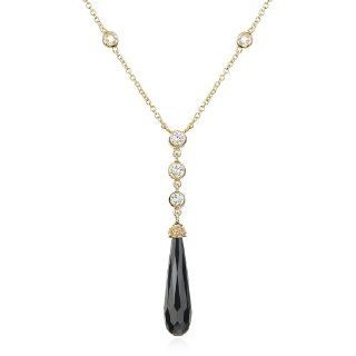 Long Faceted Black CZ Necklace 18" CHELINE Jewelry