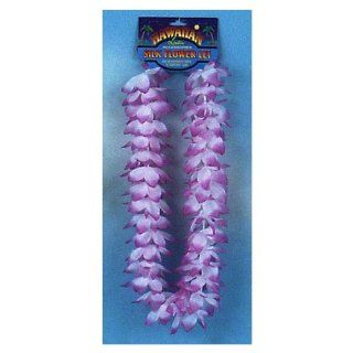 Purple and White Hawaiian Silk Flower Lei Necklace Costume Accessory Toys & Games