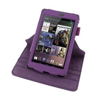 Evecase Google Nexus 7 360 Degree Rotating Folio Leather Cover Case with Built in Stand   Purple for ASUS Google Nexus 7 7" Android 4.1 8GB 16GB Tablet Computers & Accessories