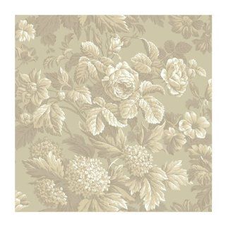 York Wallcoverings KC1848SMP French Dressing Antique Floral 8 Inch x 10 Inch Wallpaper Memo Sample, Shimmering Sand/Light Sand/White    