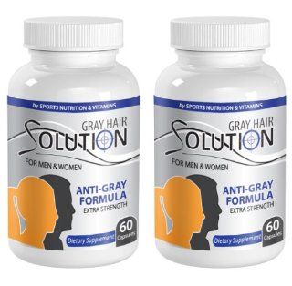 Gray Hair Solution Extra Strength Anti gray Formula for Men & Women (2 Bottle 120 Capsules) Health & Personal Care