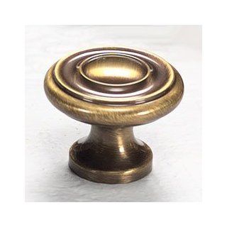 Schaub and Company 704 ALB Antique Light Brass Knobs Solid Traditional Design Mushroom Cabinet Knob With 1 1/2" Diameter   Cabinet And Furniture Knobs  